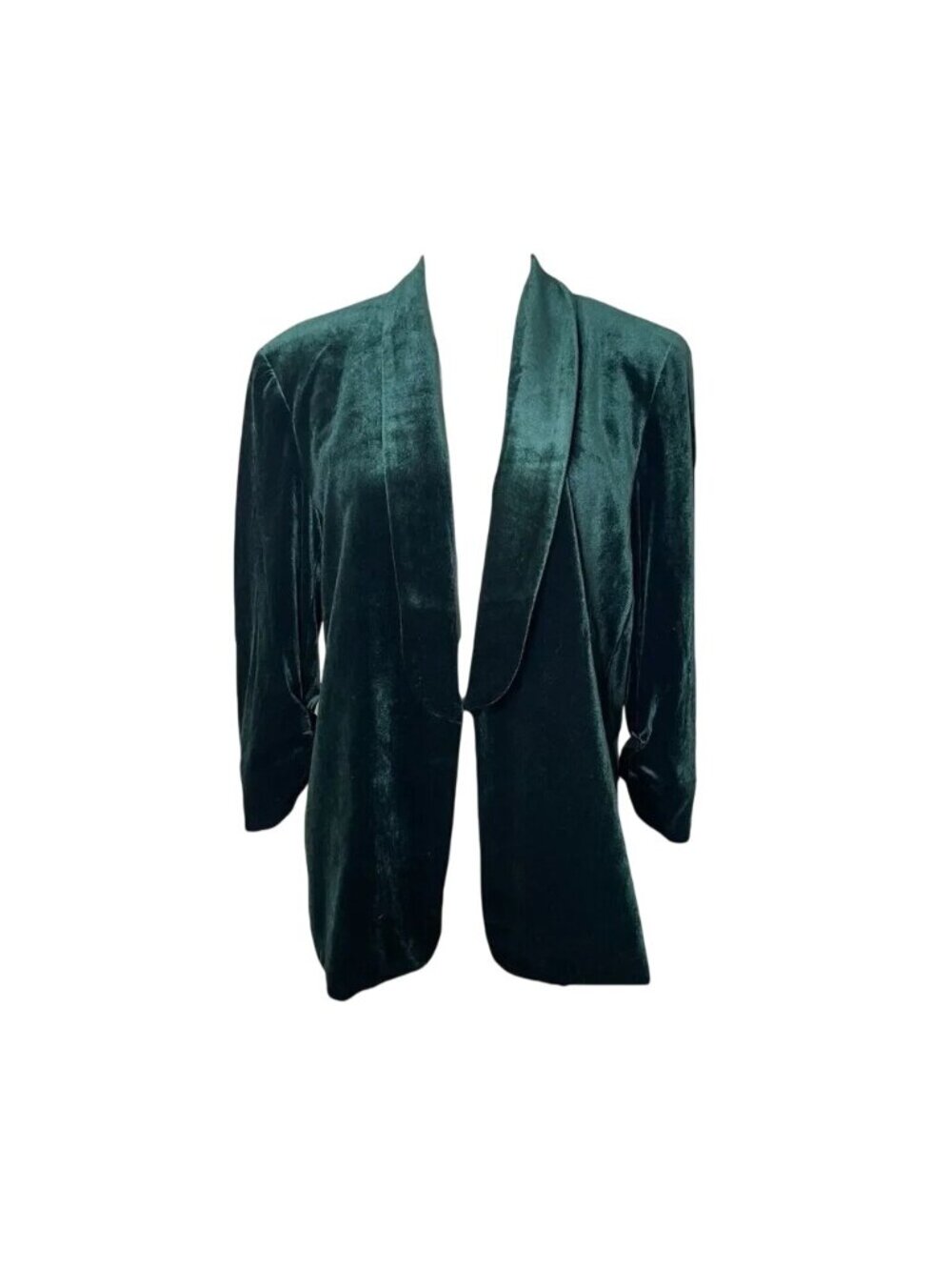 Anthropologie Autres Filles Green Velvet Open Front Blazer Jacket L